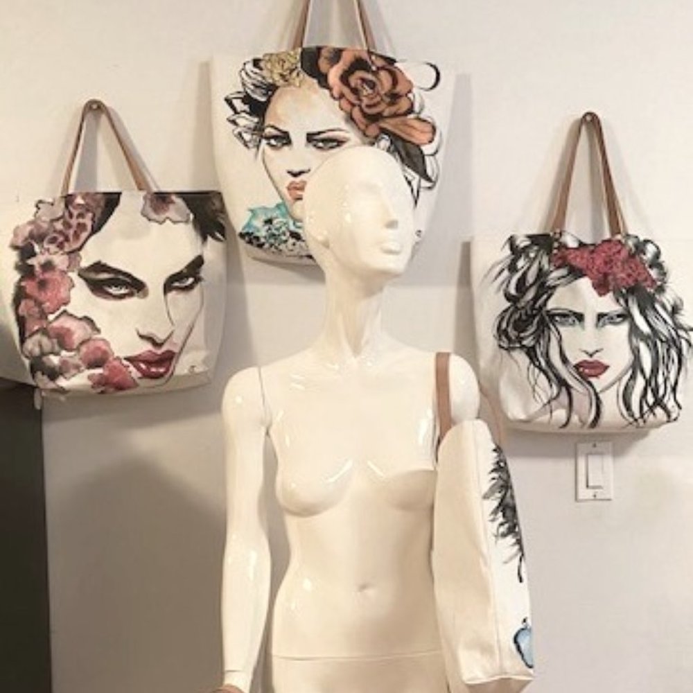 Hand painted canvas totes